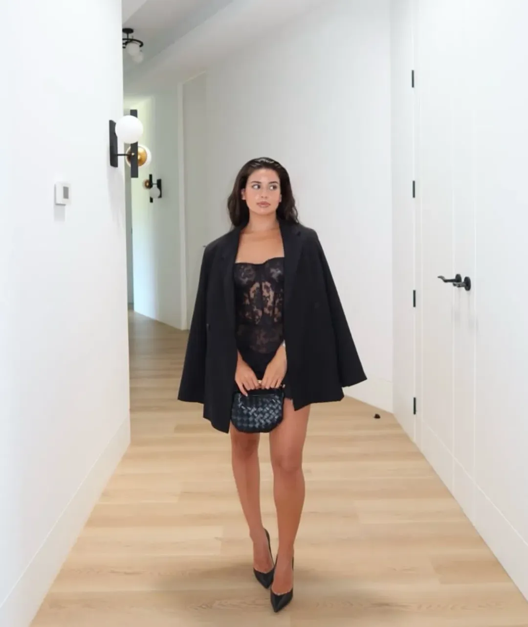 NBD Collette Lace Mini Dress  Black Size 6 for rent on The Volte - main image