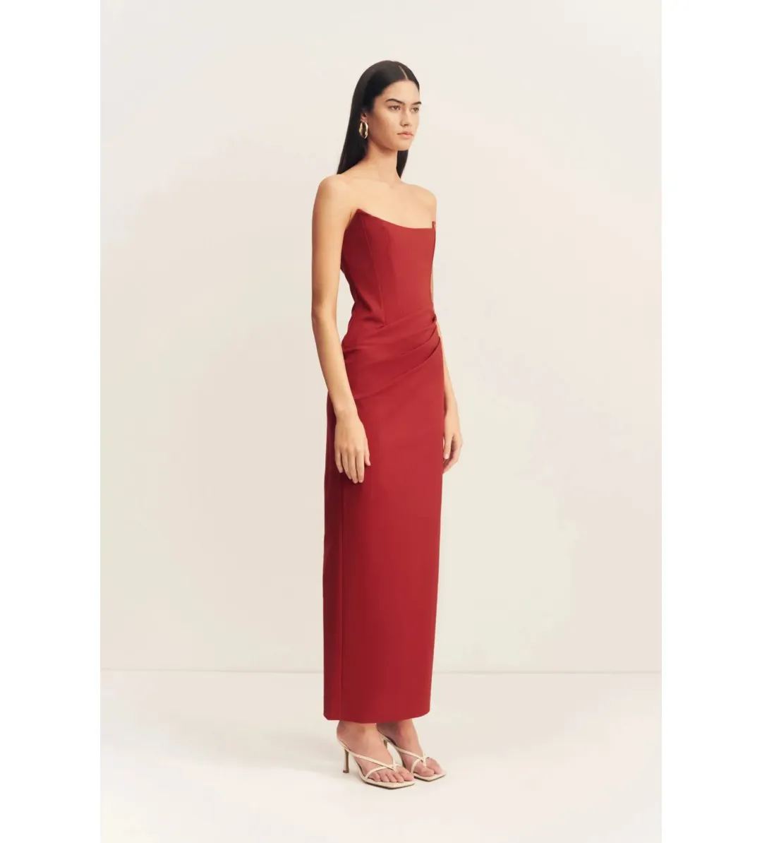 Shona Joy Lani Corset Maxi Dress in Red Dahlia Size AU 10 for rent on The Volte - main image