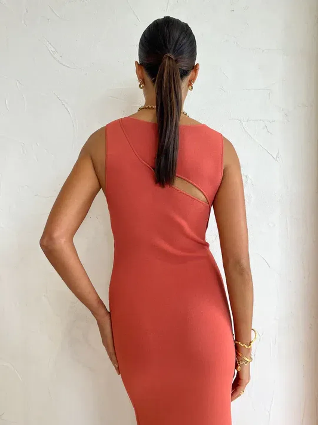 Sir The Label Nadja Cut Out Maxi Dress in Coral Size 1/ AU 8 for rent on The Volte - main image