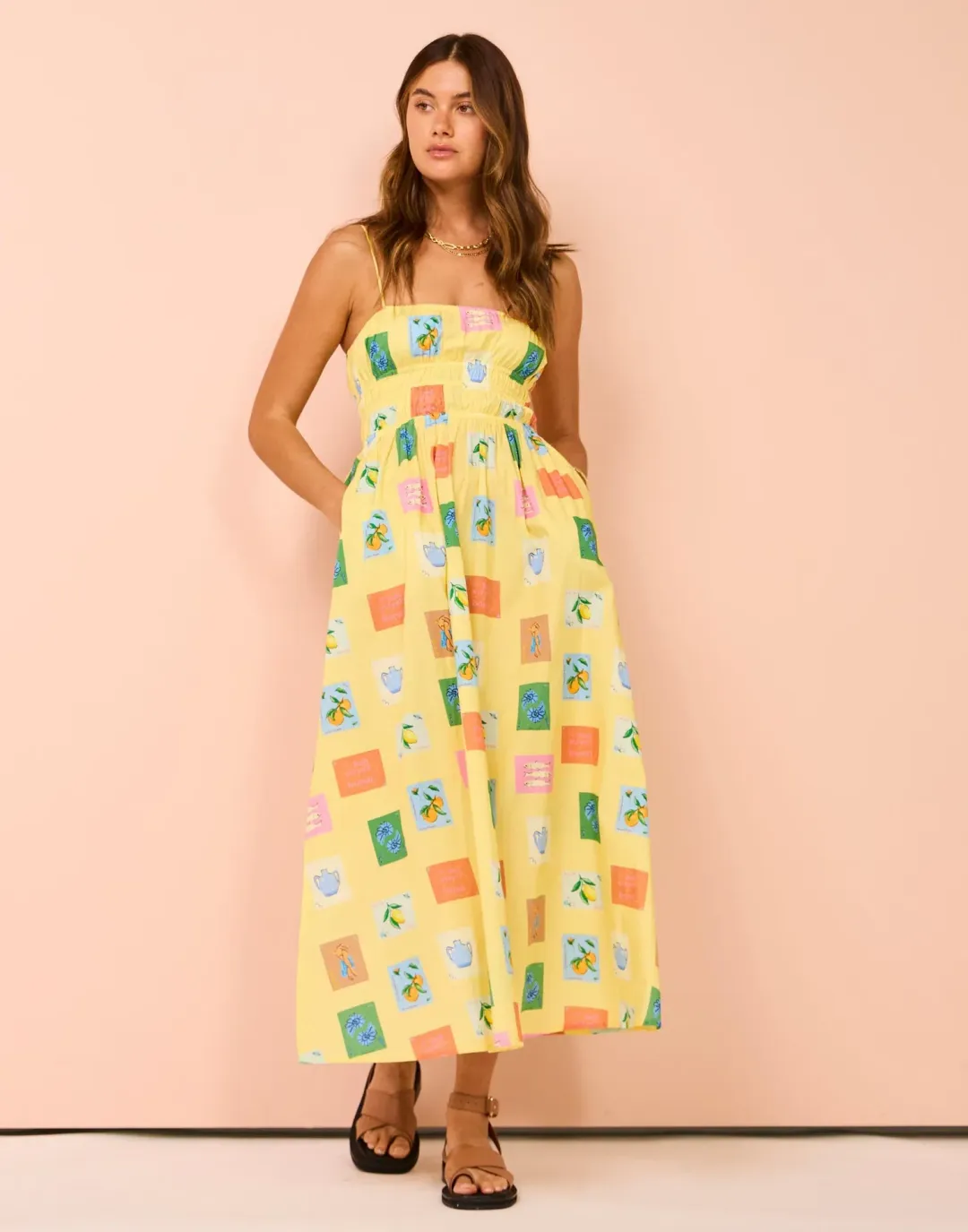 Palm Noosa West Dress in Yellow Emblem Size AU 10 for rent on The Volte - main image