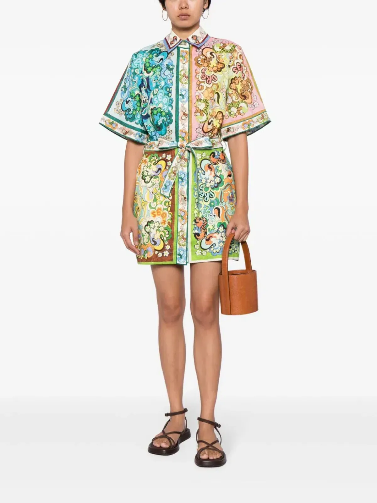 Alemais Dreamer Mini Shirt Dress Multi Print Size 10 - Image 1