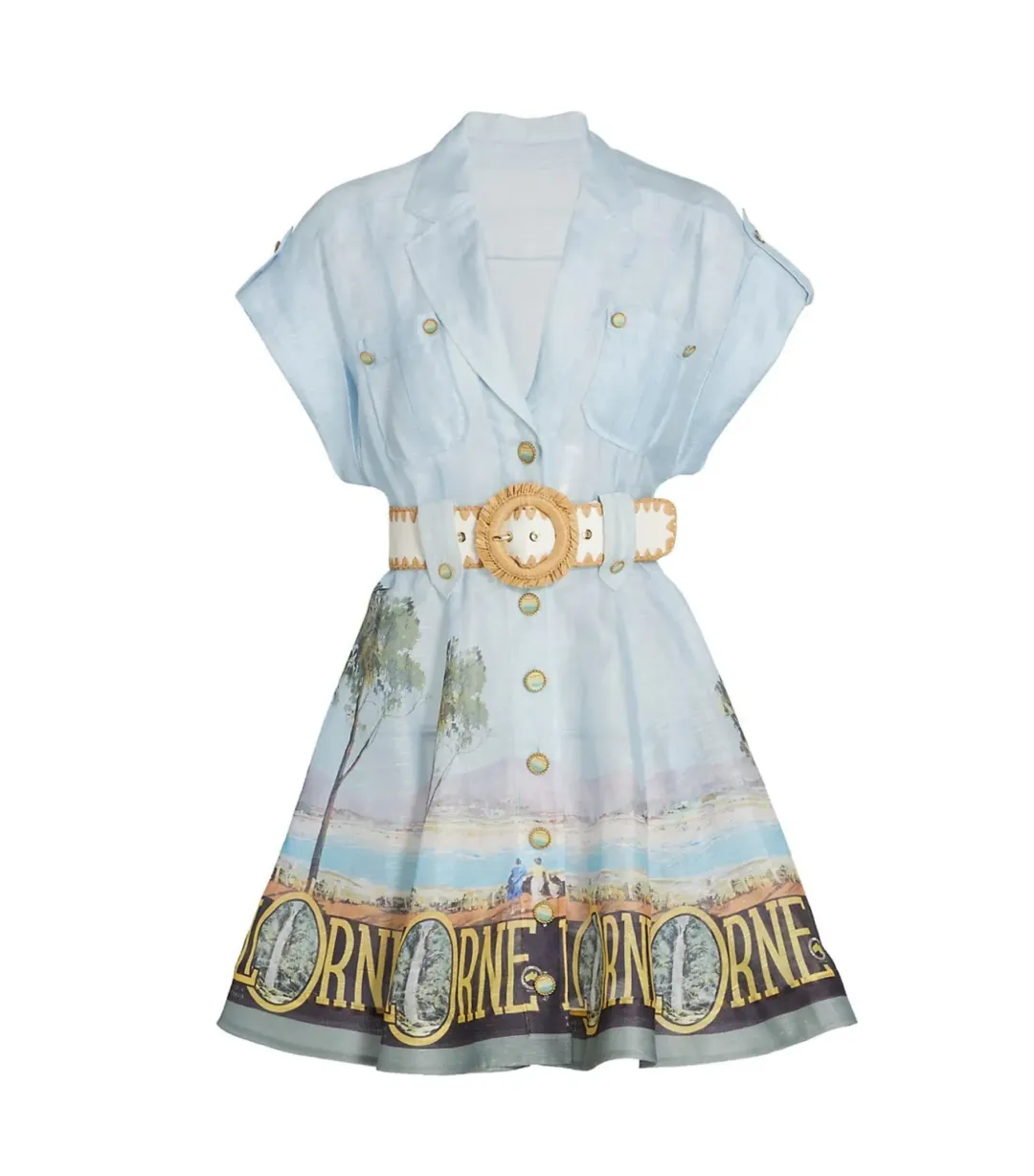 Zimmermann Postcard Shirt Mini Dress in Lorne Print Size 2 / Size AU 12 for rent on The Volte - main image