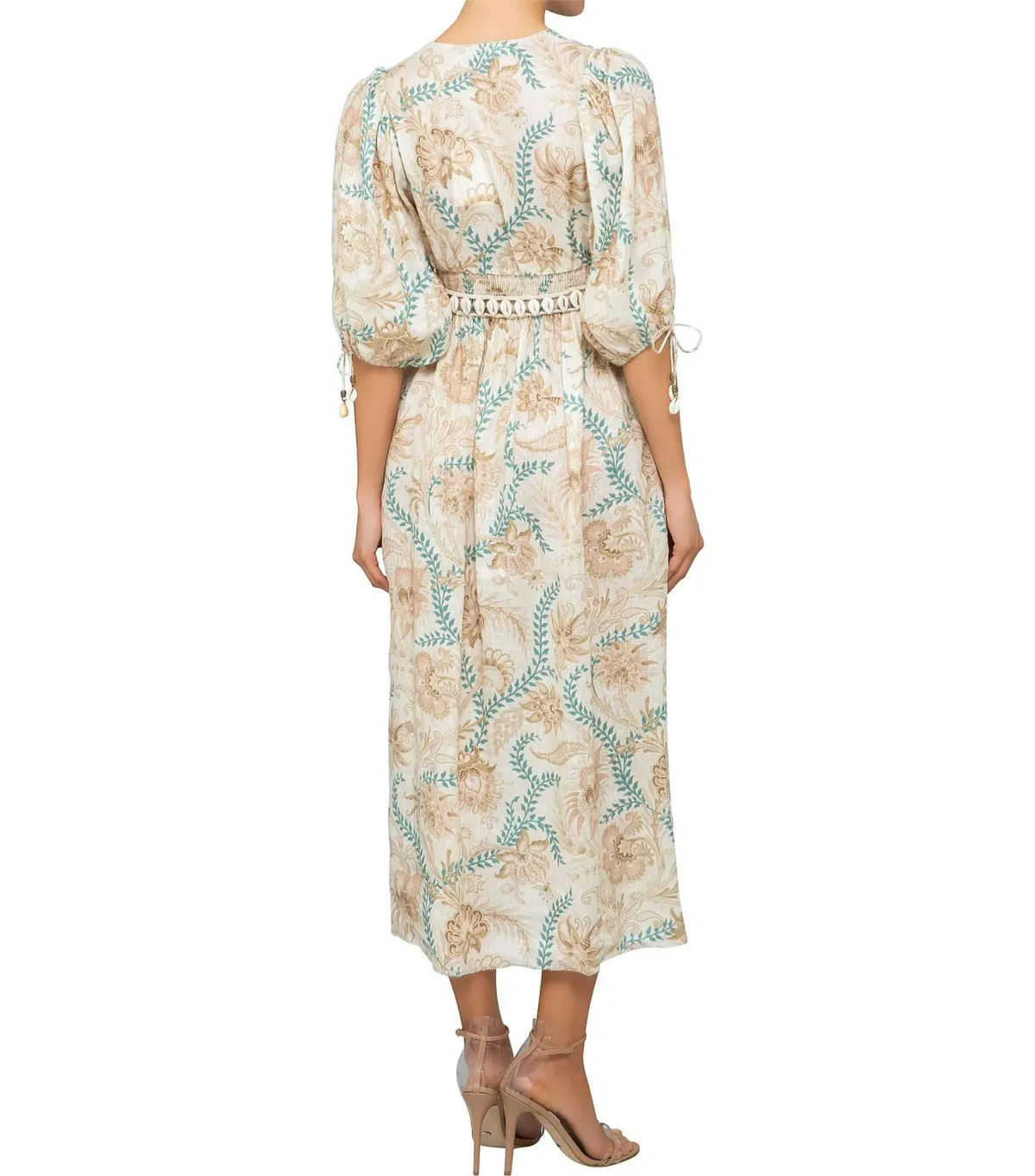 Zimmermann Veneto Floral Shirred Waist Midi Dress Print Size 0 / Size AU 8   - Image 2