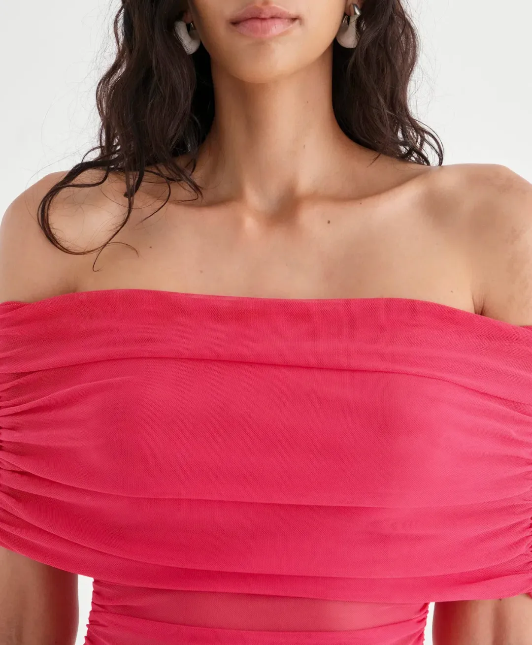 Benni Nico Off Shoulder Mini Dress Watermelon Size AU 10 for rent on The Volte - main image