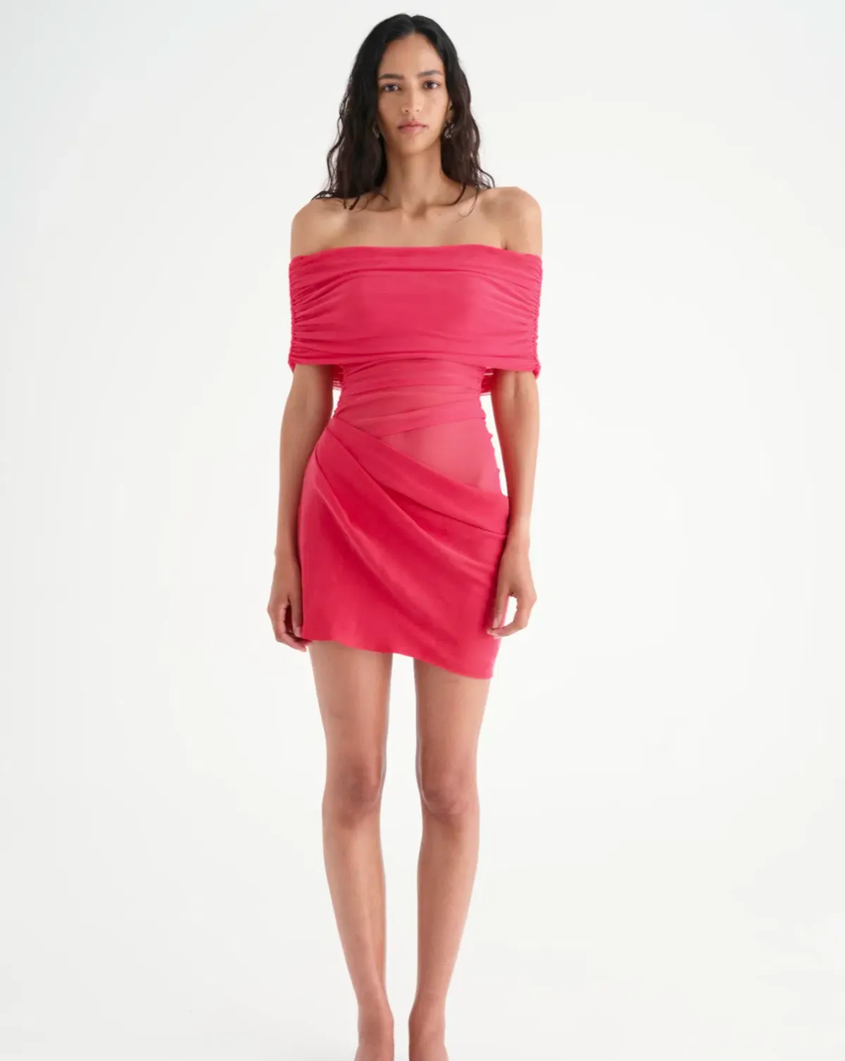 Benni Nico Off Shoulder Mini Dress Watermelon Size AU 10 - Image 1