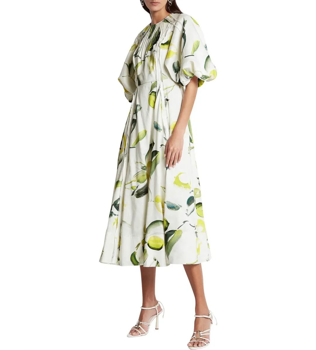 Aje Zest Midi Dress Tropical Lime Print Size AU 12  for rent on The Volte - main image