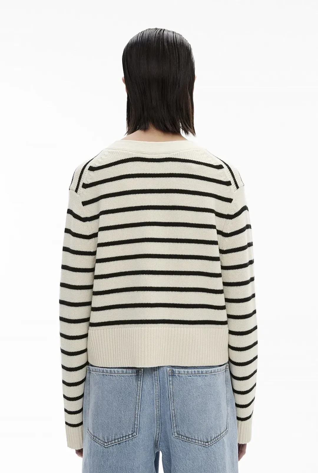 Witchery Boxy Knit Cardigan Black Stripe Size XS / AU 8 for rent on The Volte - main image