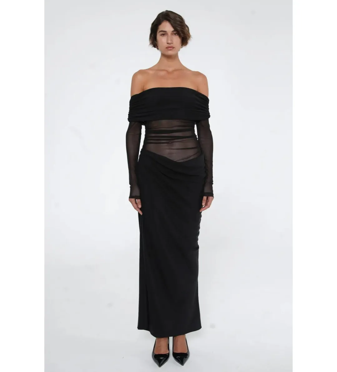 Benni Yasmin Off-shoulder Maxi Dress  Black Size 10 for rent on The Volte - main image
