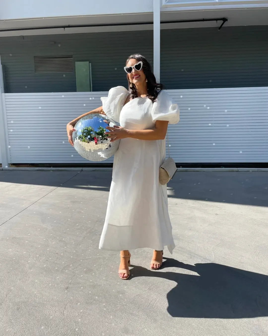 Aje Arista Tulip Sleeve Midi Dress Ivory Size AU 16 for rent on The Volte - main image