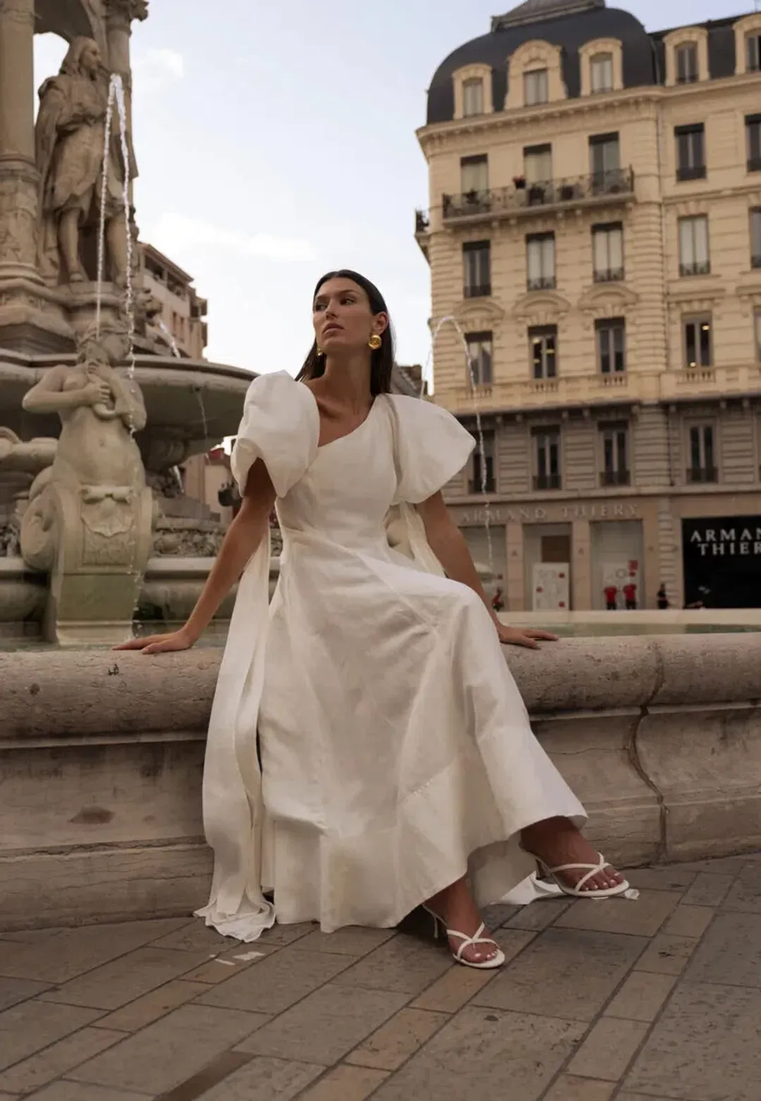 Aje Arista Tulip Sleeve Midi Dress Ivory Size AU 16 for rent on The Volte - main image