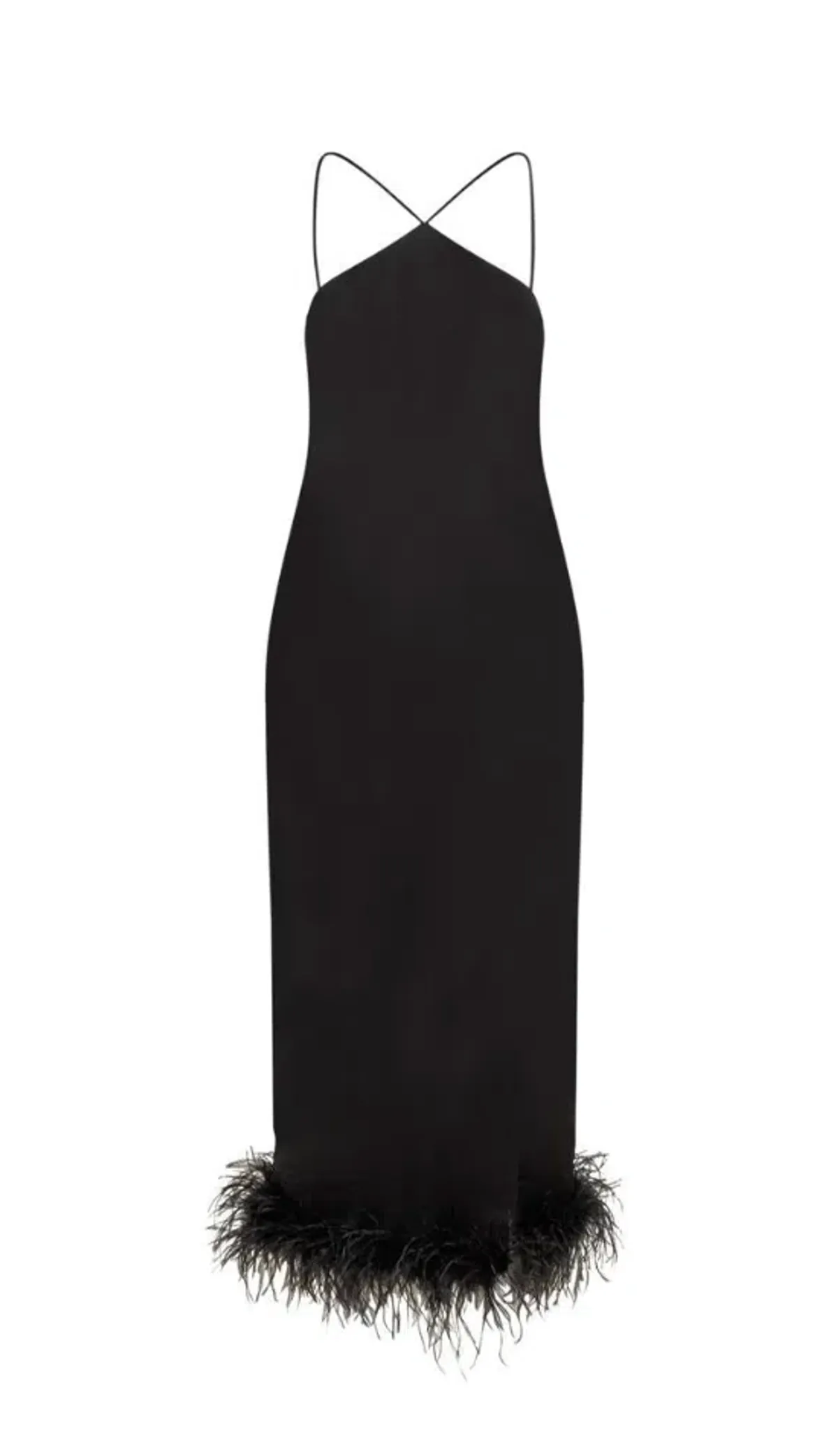 De La Vali Dress With Feathers Midi Dress in Black Size 8 - Image 4