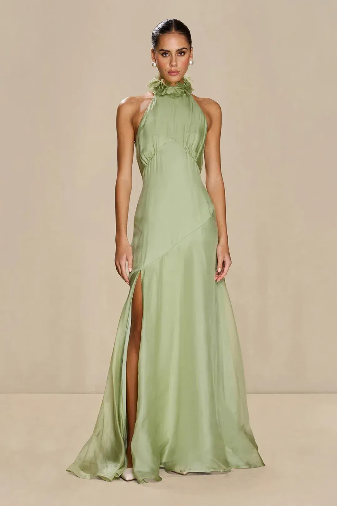 Sonya Moda Noelle Dress Maxi Green Moss Size AU 16 for rent on The Volte - main image