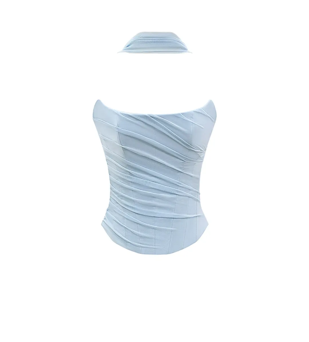 House Of CB Set Hallie Strapless Corset With Neck Scarf & Cassidy Fluted Hem Maxi Skirt Bluebell  Size L/AU 12 for rent on The Volte - main image