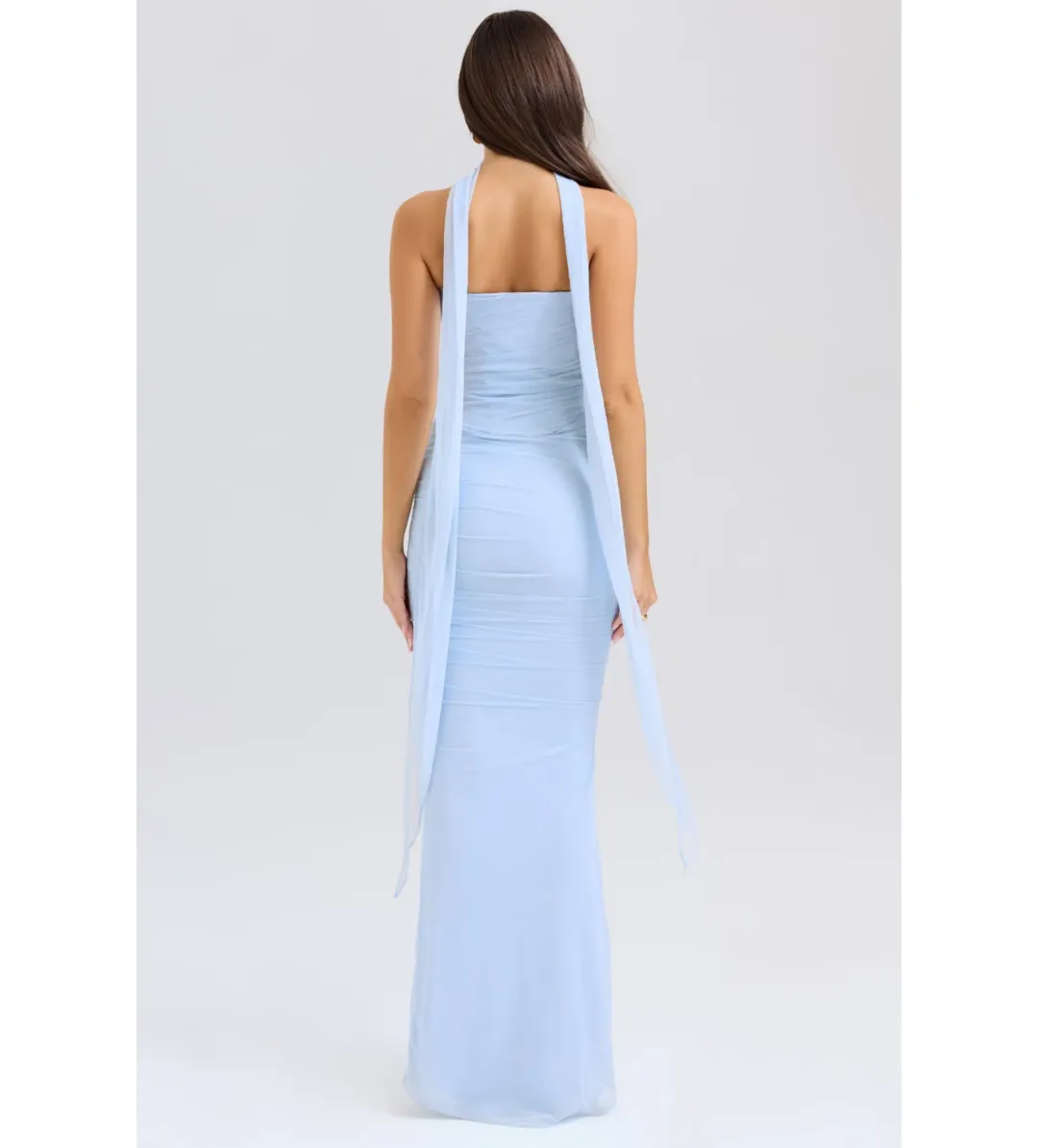 House Of CB Set Hallie Strapless Corset With Neck Scarf & Cassidy Fluted Hem Maxi Skirt Bluebell  Size L/AU 12 for rent on The Volte - main image