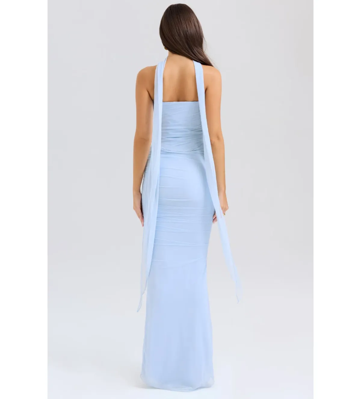 House Of CB Set Hallie Strapless Corset With Neck Scarf & Cassidy Fluted Hem Maxi Skirt Bluebell  Size L/AU 12 - Image 4