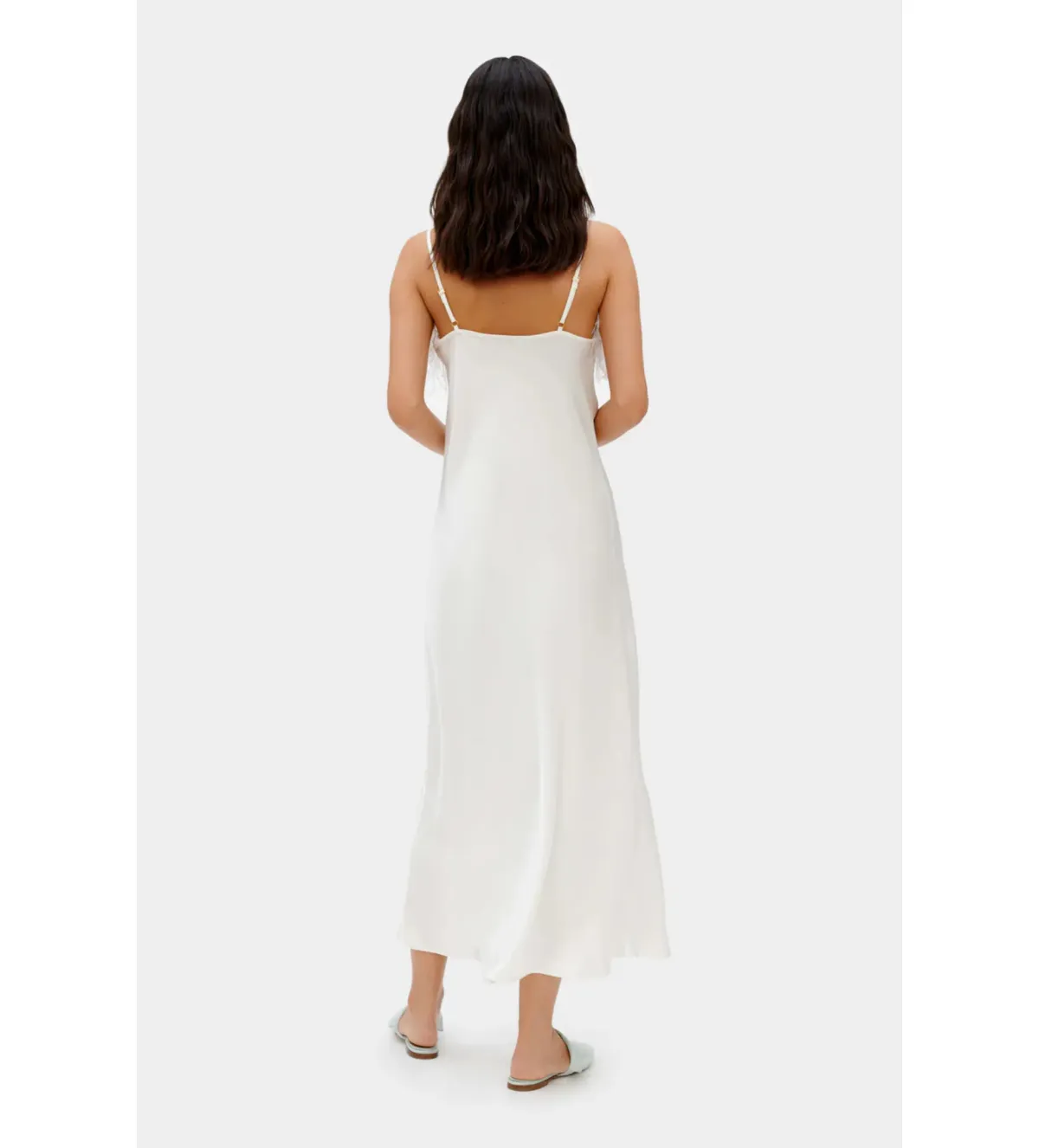 Sleeper Boheme Slip Midi Dress with Feathers in White Size 8 - Image 2