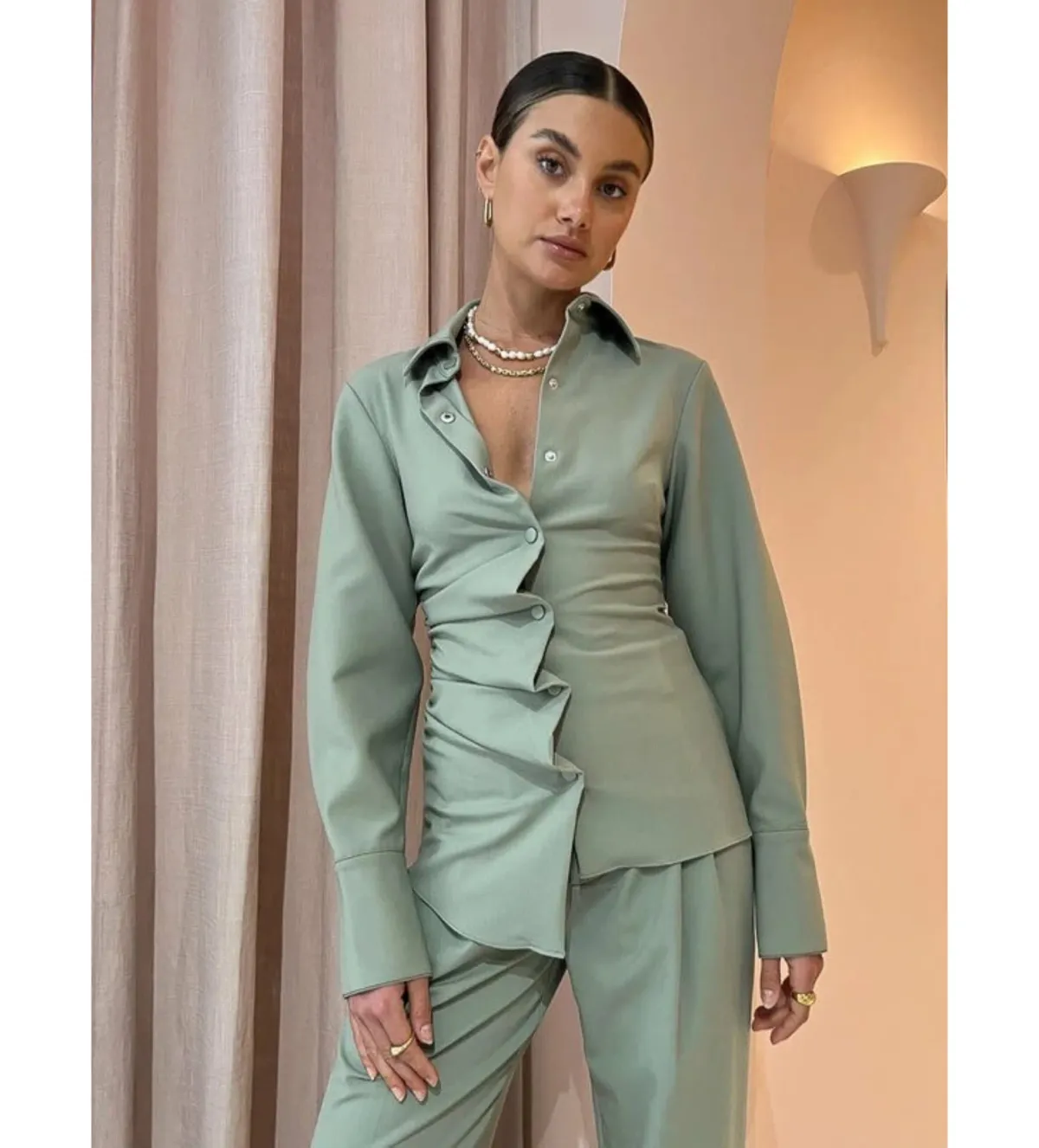 Sir the Label Adrien Tuck Shirt and Pants Set Sage Size 0/AU 6 - Image 5