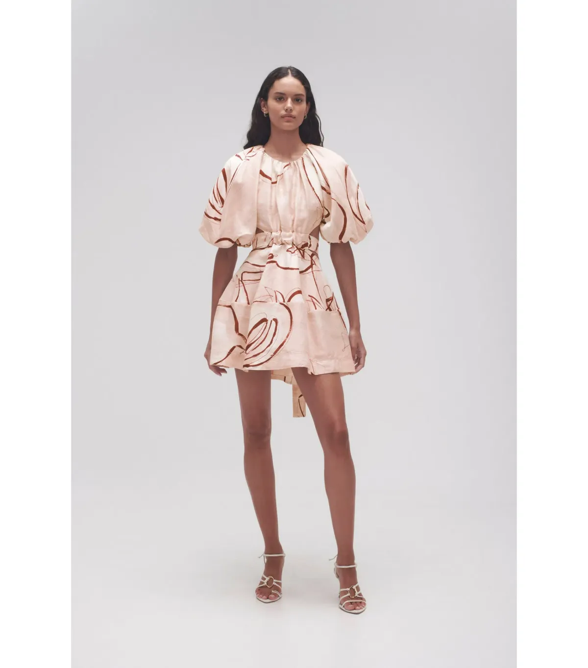 Aje Psychedelia Puff Sleeve Mini Dress Whimsical Dove Size AU 6 - Image 1