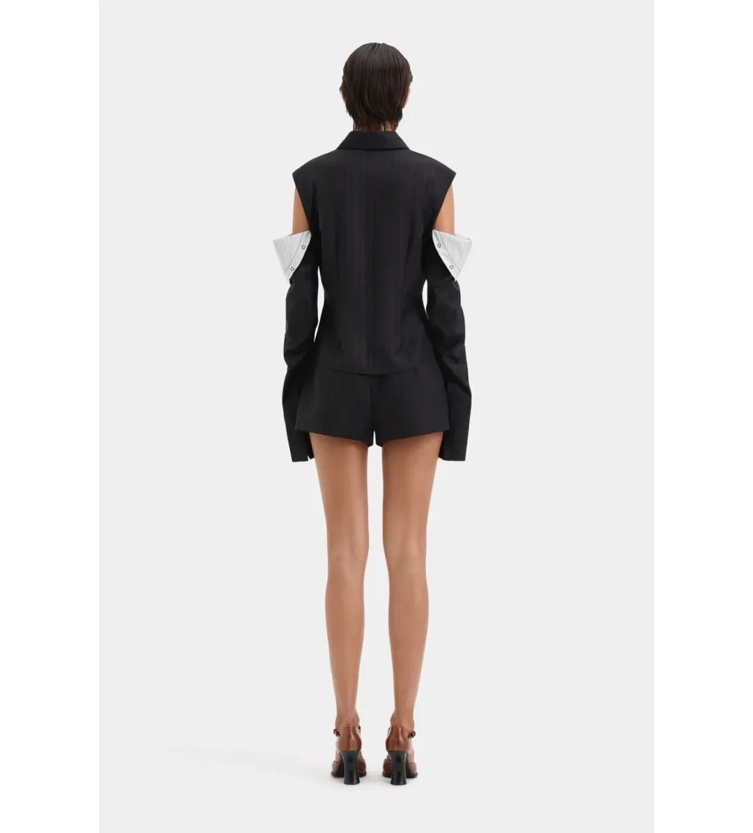 Sir the Label Sorrentino Shirt and Mini Short Set Red Pinstripe Size 1/AU 8  for rent on The Volte - main image