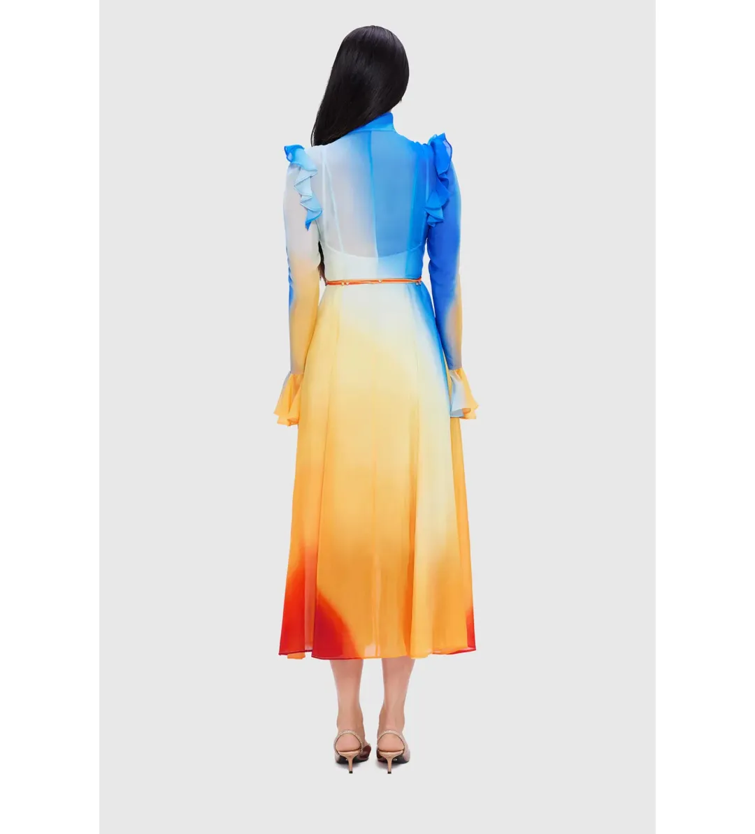 Leo Lin Multicolour Katrina Butterfly Sleeve Midi Dress – Enigma Size AU 10 for rent on The Volte - main image