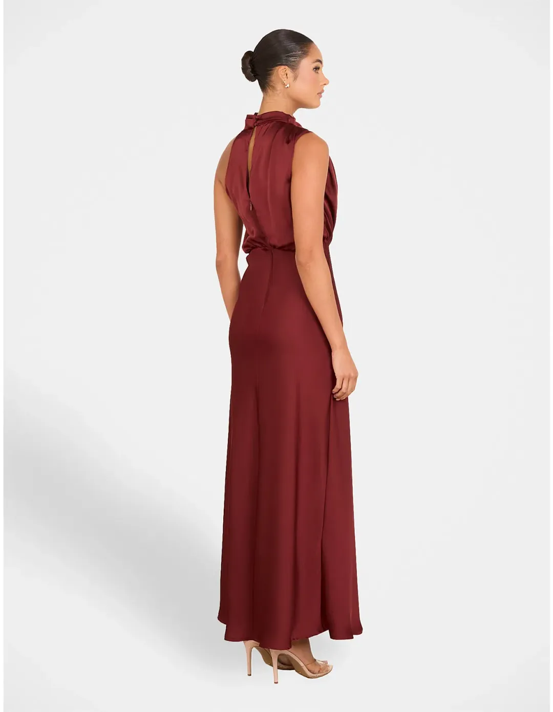 Pilgrim Otillie High Neck Gown Burgundy Size AU 12 for rent on The Volte - main image