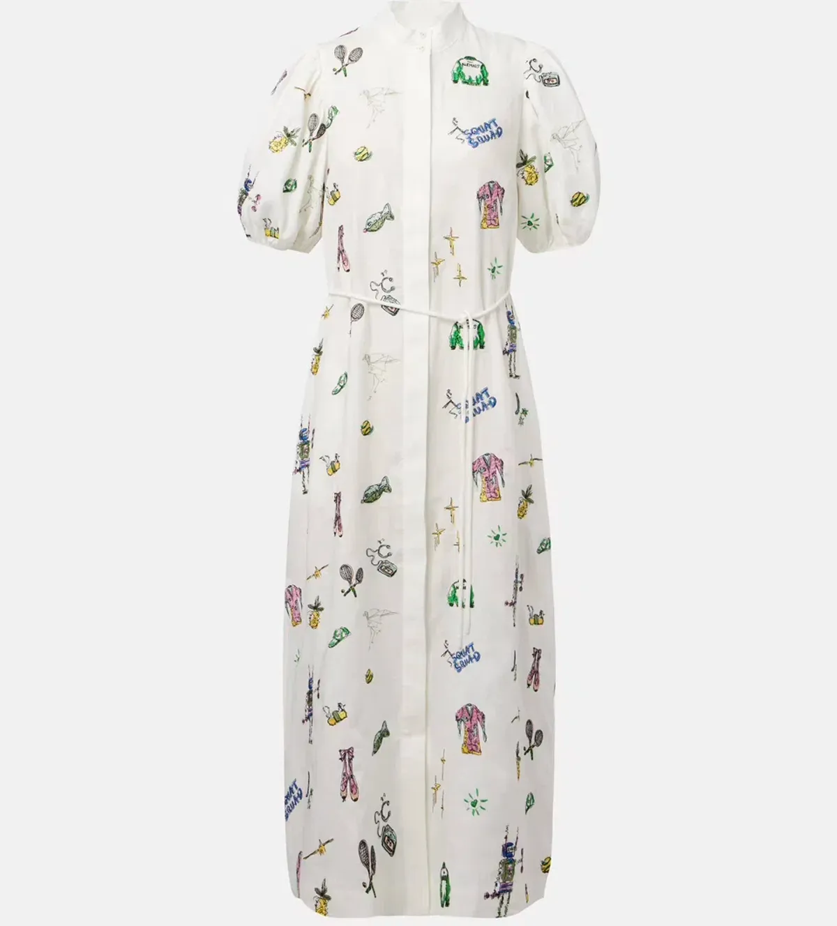 Alemais Play Embroidered Shirtdress in White Size 10 - Image 7