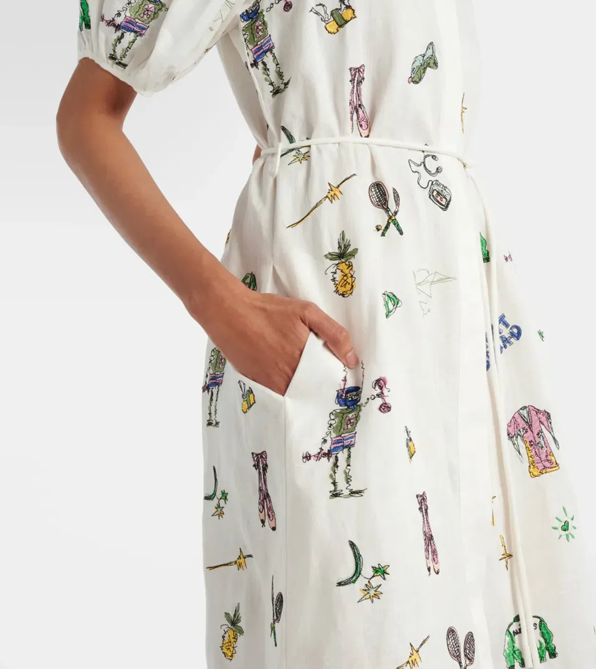 Alemais Play Embroidered Shirtdress in White Size 10 - Image 4