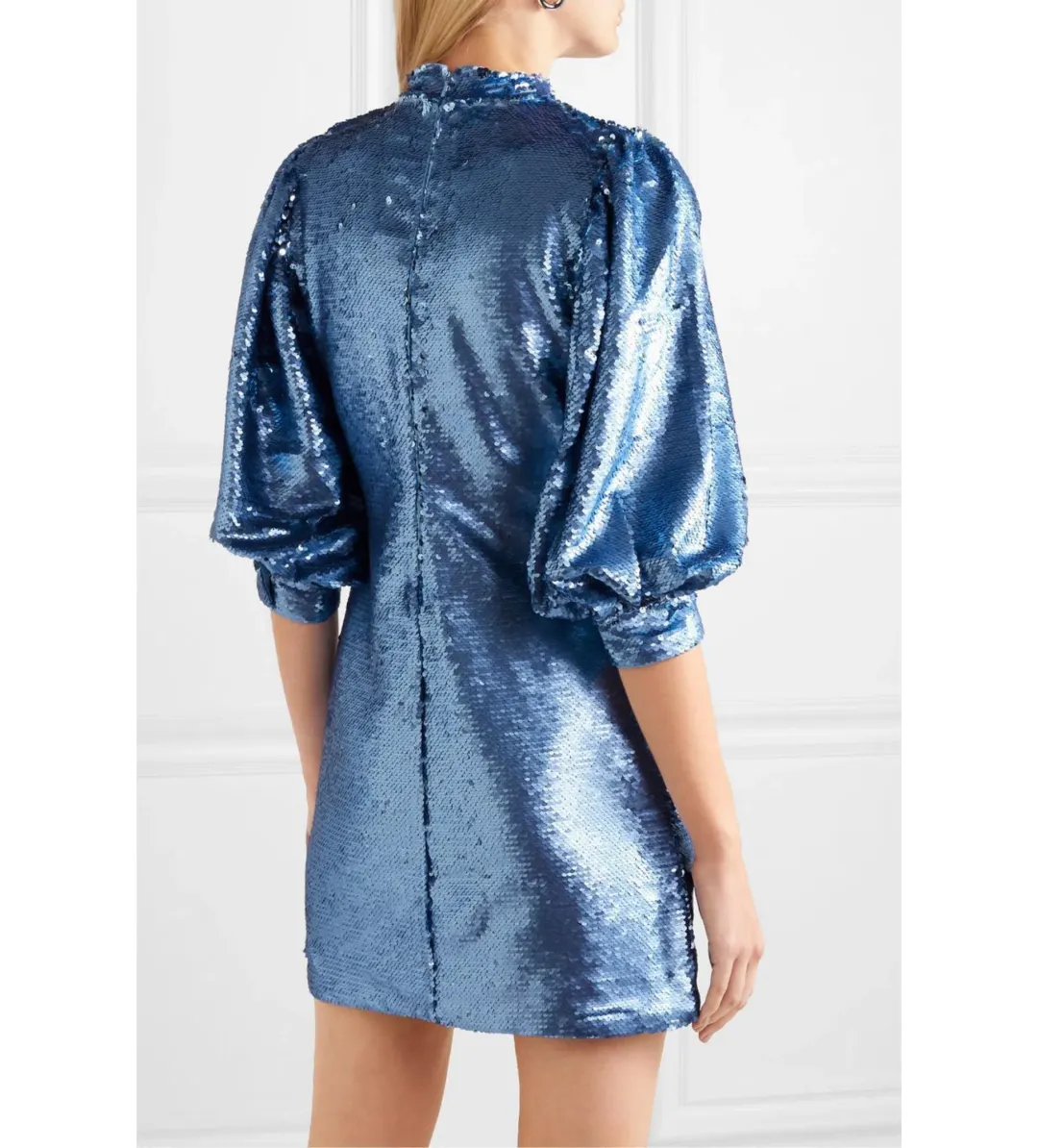 Ganni Forever Sequin Mini Dress in Blue Size 10 for rent on The Volte - main image