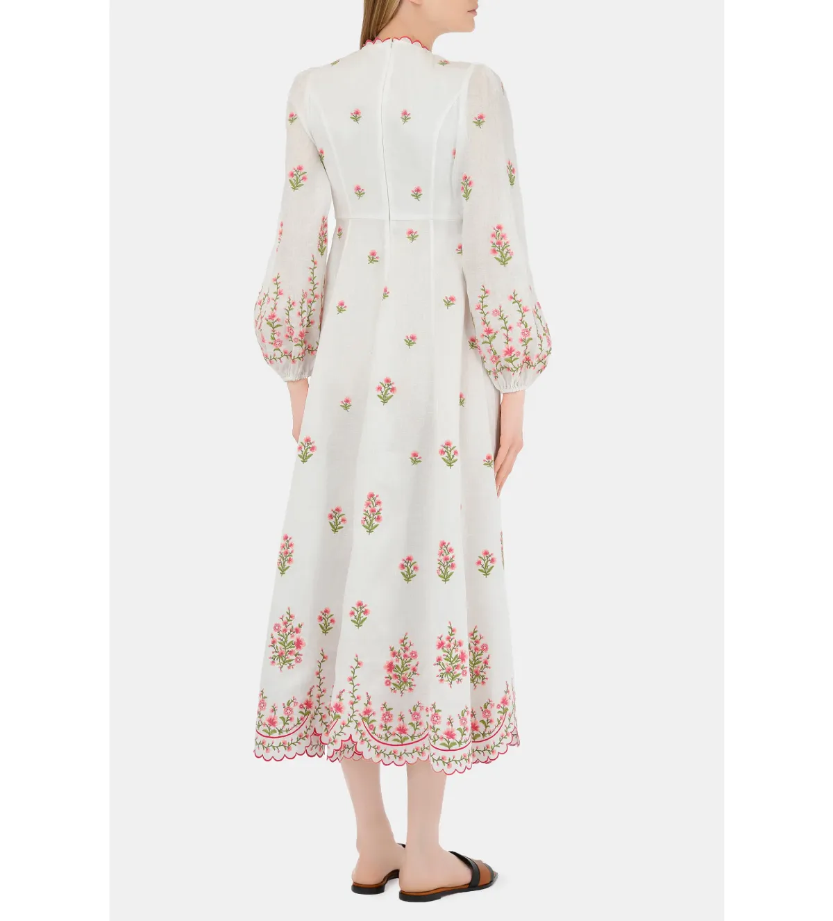 Zimmerman Poppy Floral Midi Dress in Pink Embroidery Size 1 / AU 10 - Image 3