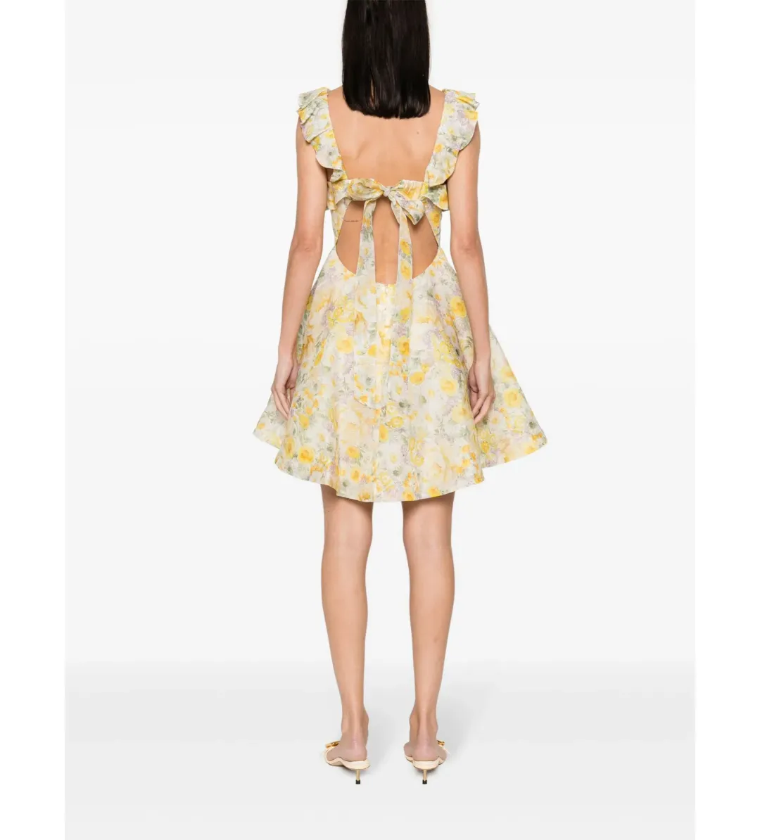 Zimmermann Harmony Frilled Mini Dress in Citrus Garden Print Size o / AU 8 for rent on The Volte - main image