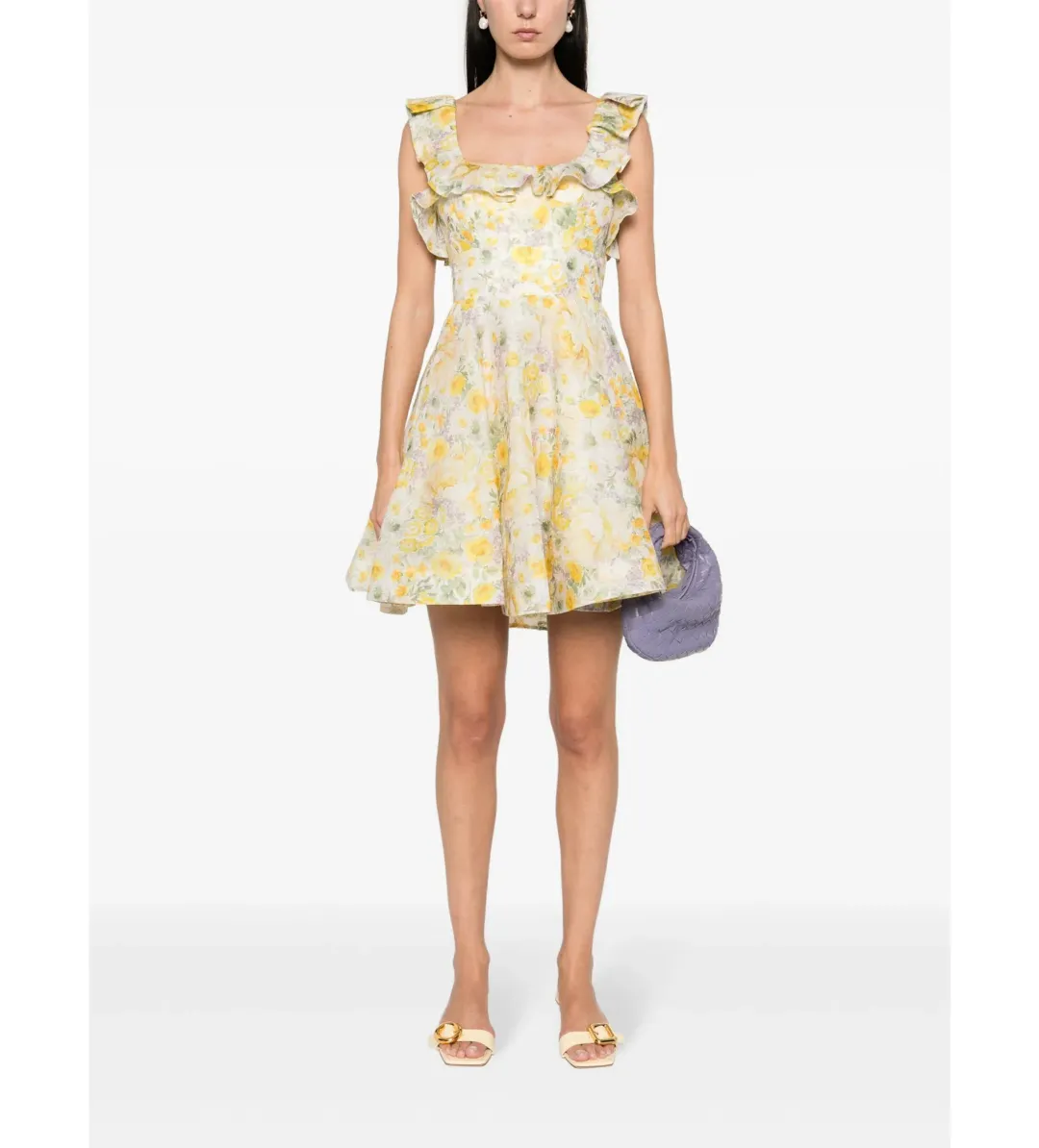 Zimmermann Harmony Frilled Mini Dress in Citrus Garden Print Size o / AU 8 for rent on The Volte - main image