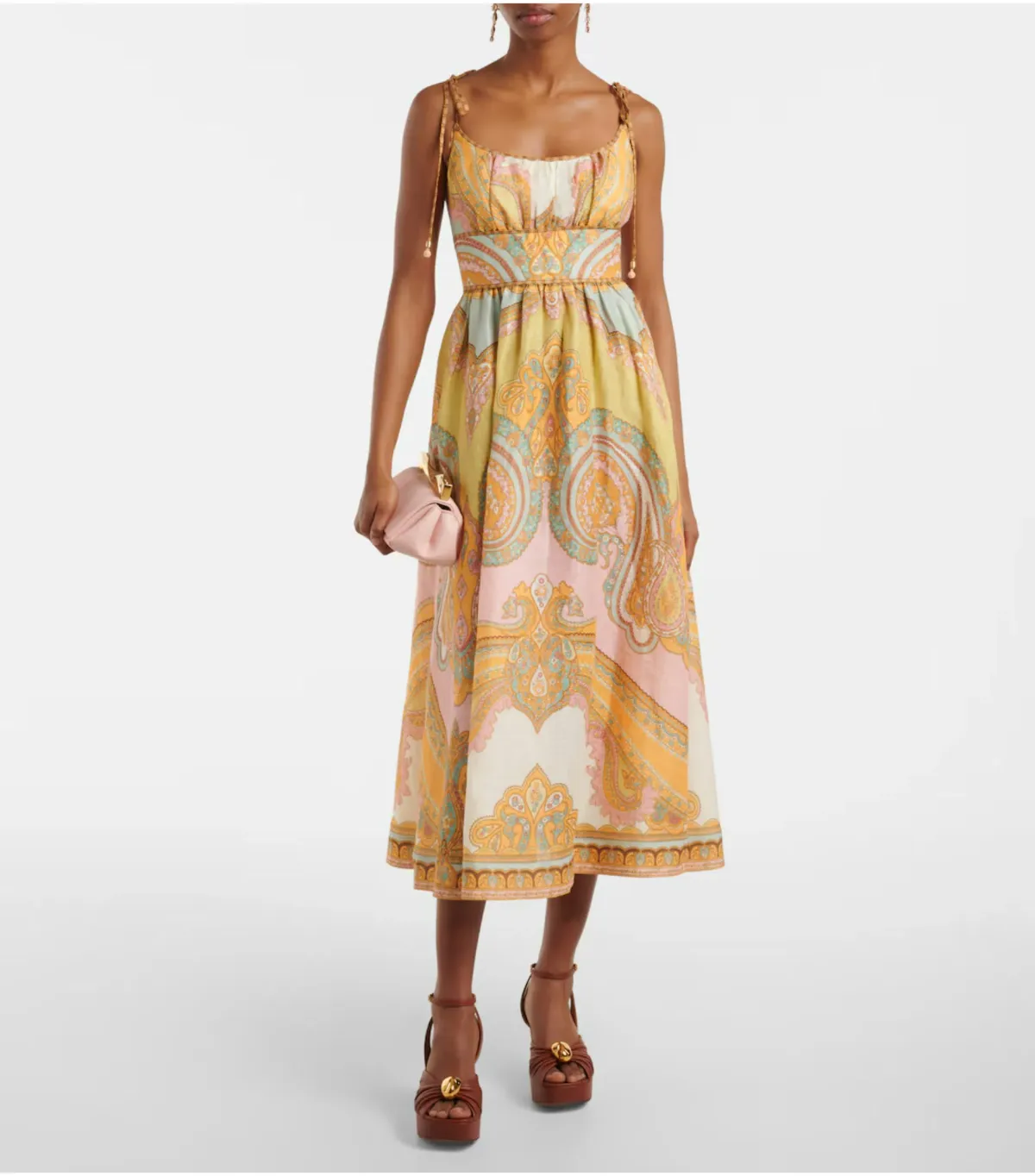 Zimmermann Maxine Picnic Midi Dress in Gold Paisley Size 1 / AU 10 - Image 1