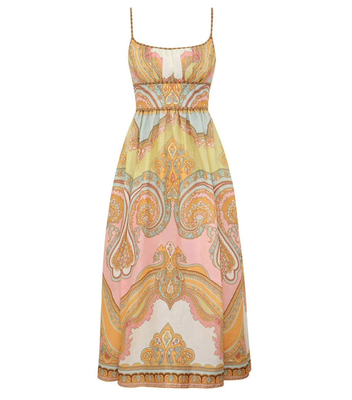 Zimmermann Maxine Picnic Midi Dress in Gold Paisley Size 2 / AU 12 - Image 4