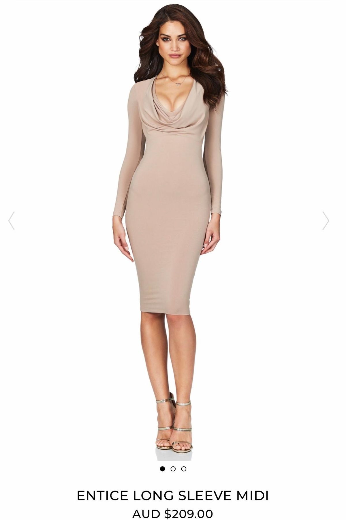 Nookie long sleeve drape midi Nude Size 6 - Image 2