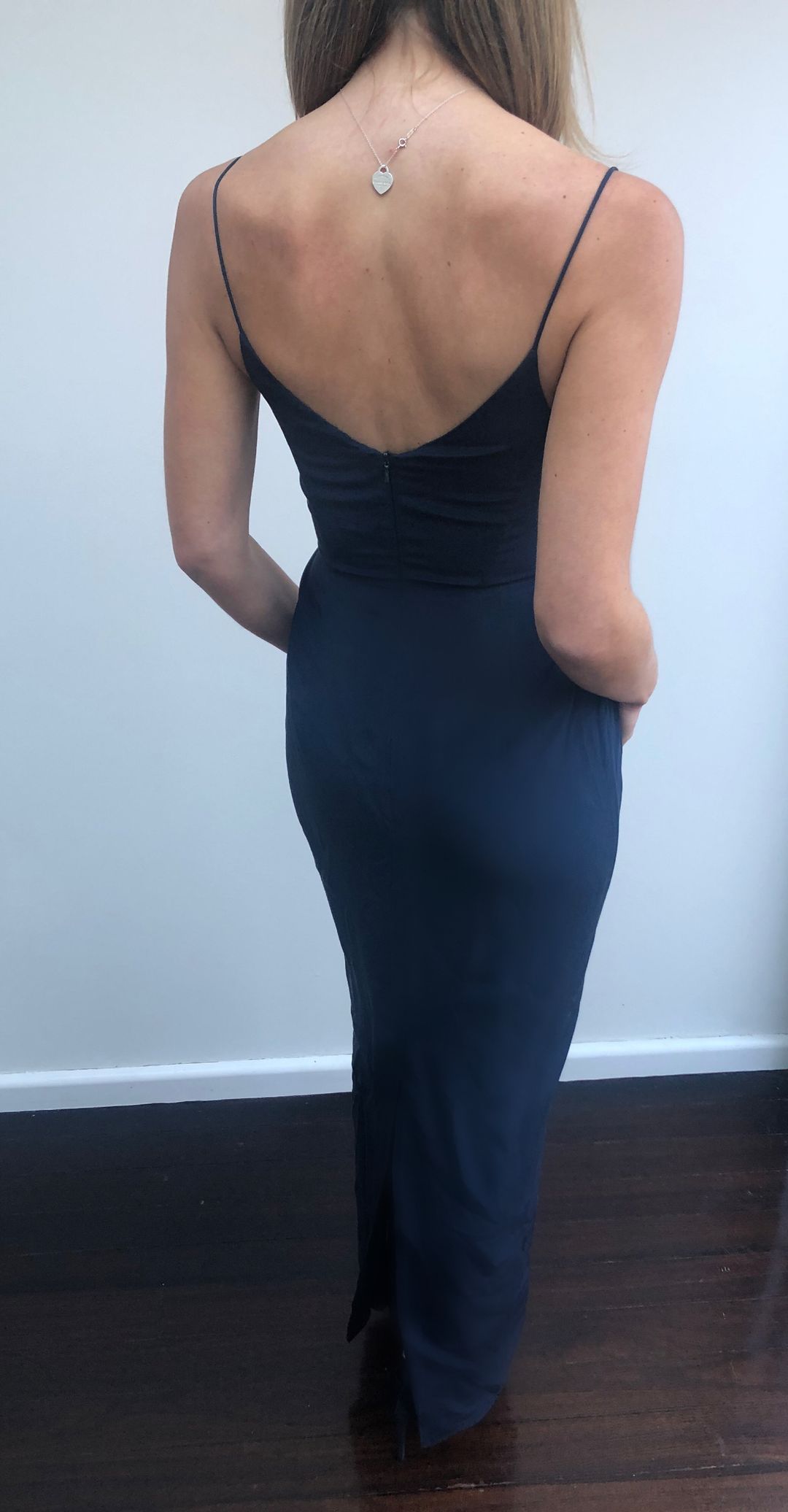 Zimmermann Pleated Silk Maxi Dress Navy Size 8 for rent on The Volte - main image