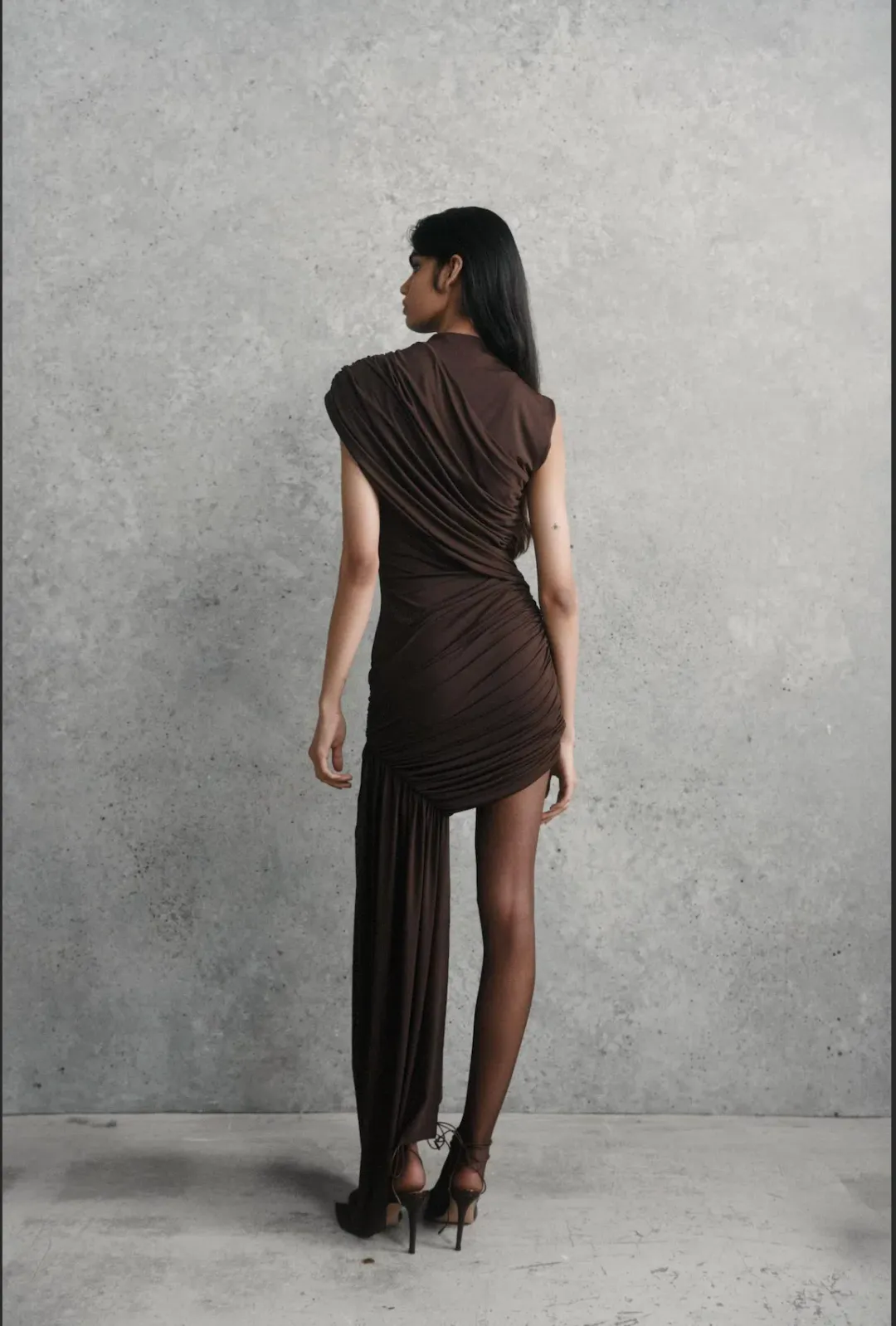 De La Vali Ravenna Mini Dress in Chocolate Size AU 8 for rent on The Volte - main image