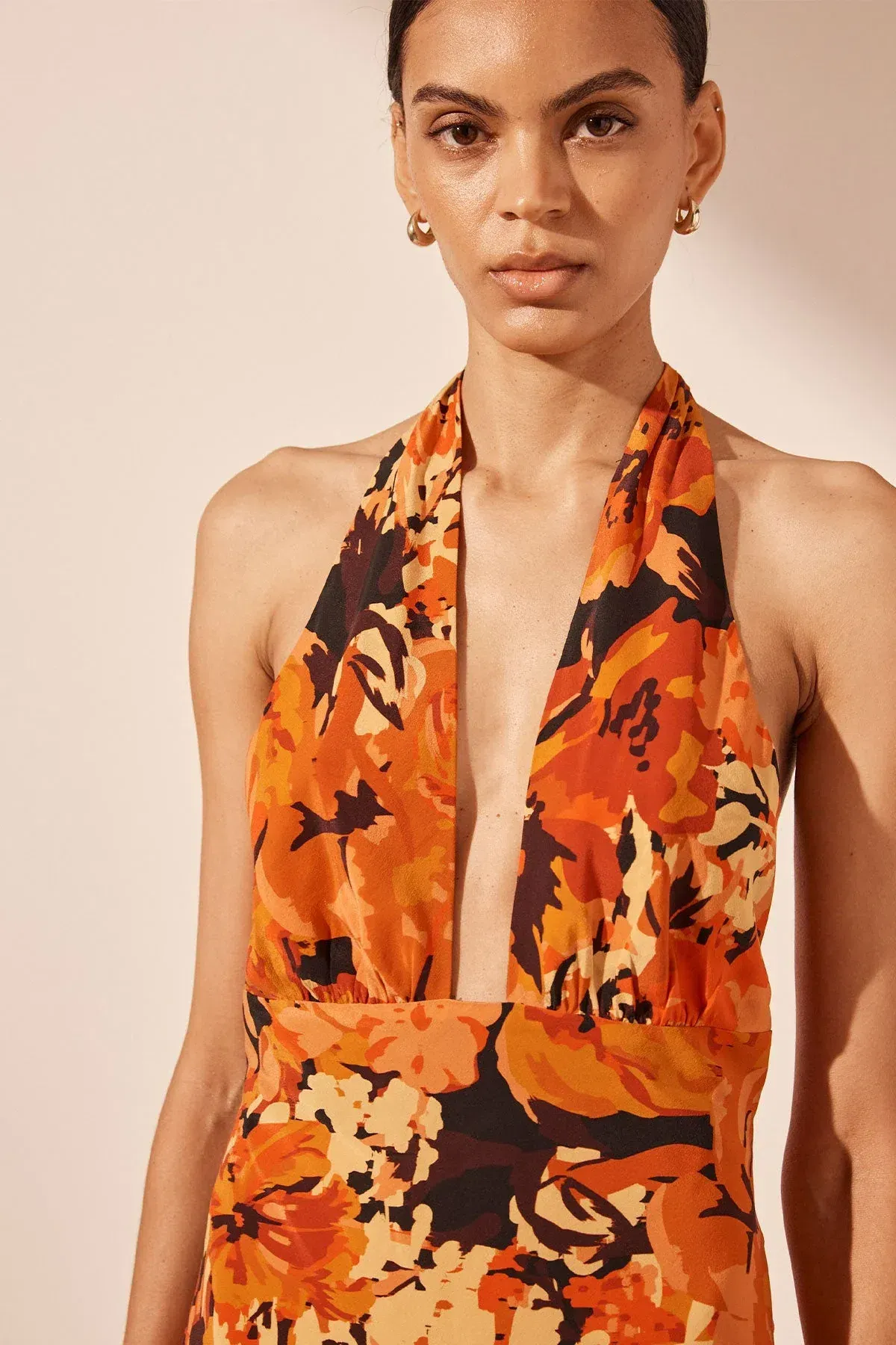 Shona Joy Santos Silk Plunged Halter Mini Dress Size 8 - Image 3