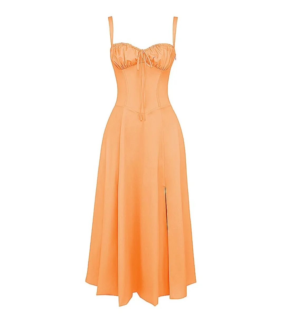 House of CB Carmen Bustier Midi Sundress Tangerine Size XS/AU 6 for rent on The Volte - main image