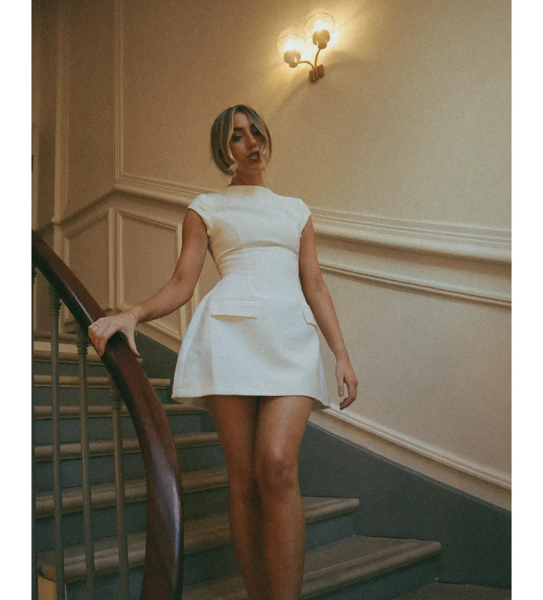 Odd Muse The Ultimate Muse Cap Sleeve Mini Dress White Size S/AU 8  for rent on The Volte - main image
