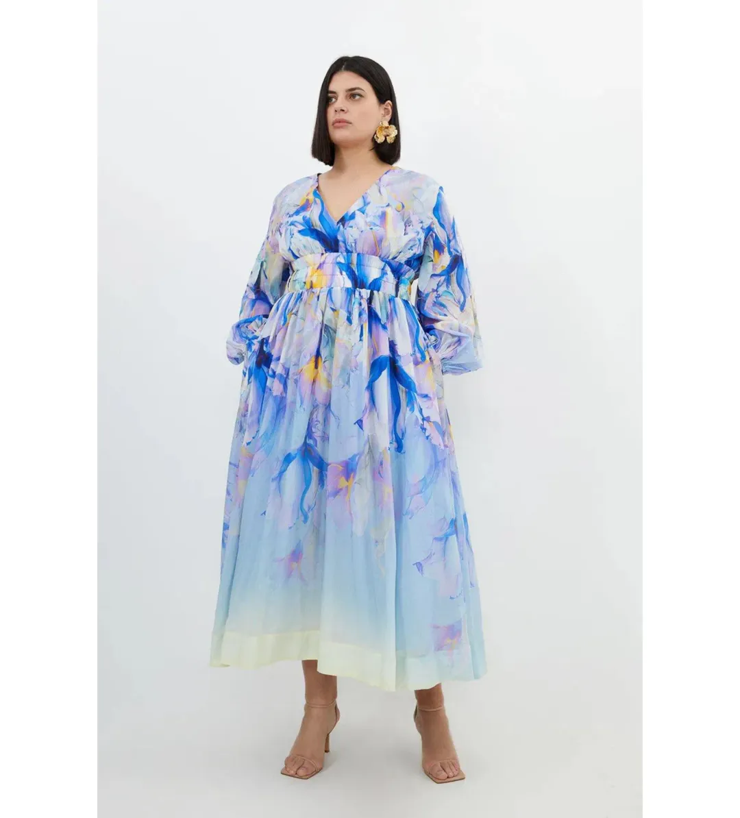 Karen Millen Ombre Floral Silk Maxi Dress Multi Size 22  for rent on The Volte - main image