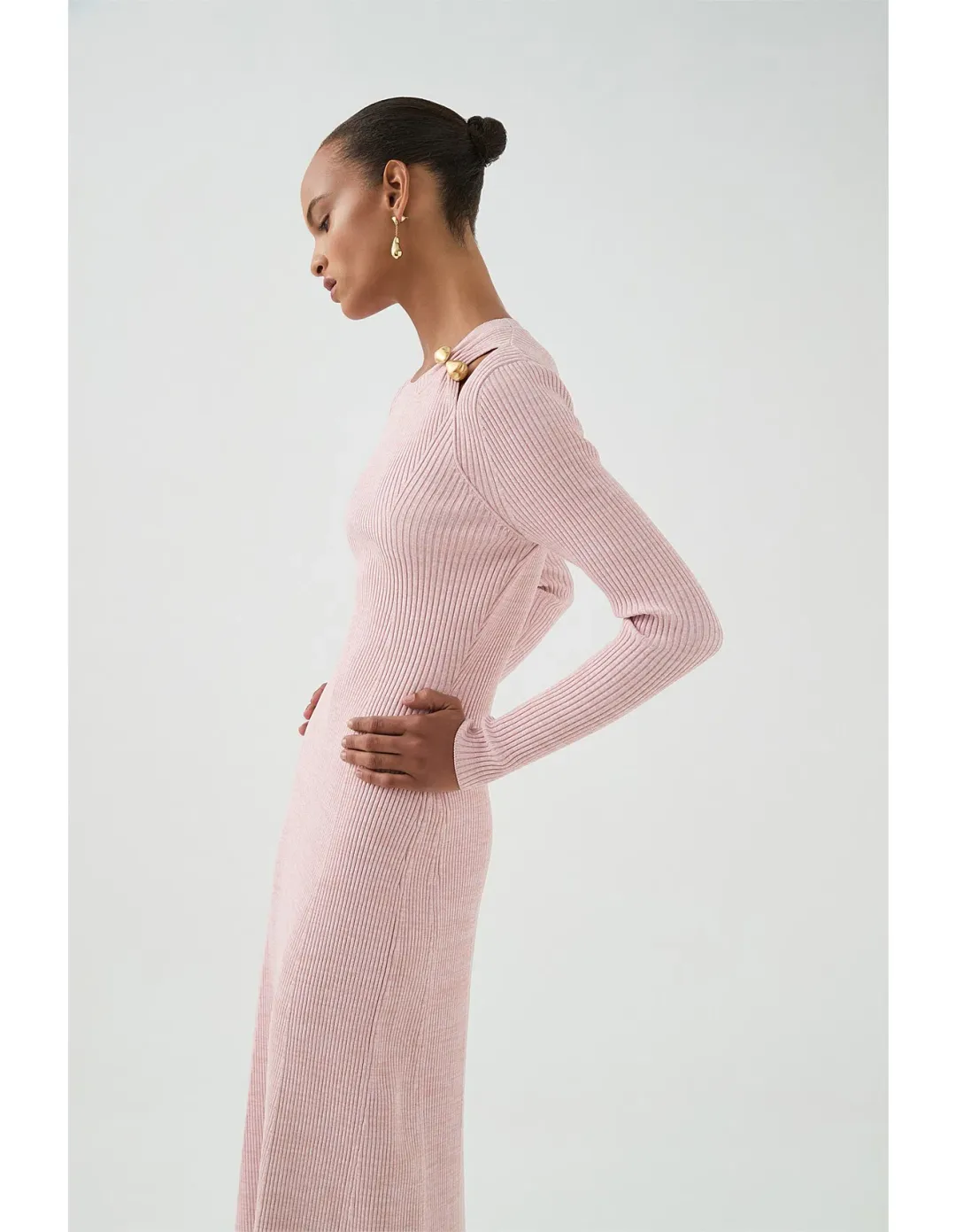 Aje Nina Knit Midi Dress Pink Marle Size M / AU 10 for rent on The Volte - main image