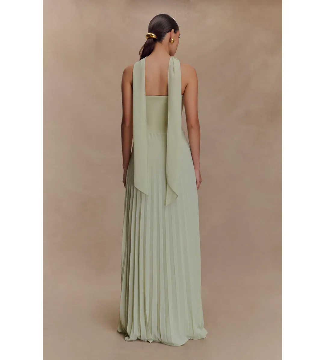 Meshki Chiffon Scarf Maxi Dress Sage Size 10 for rent on The Volte - main image