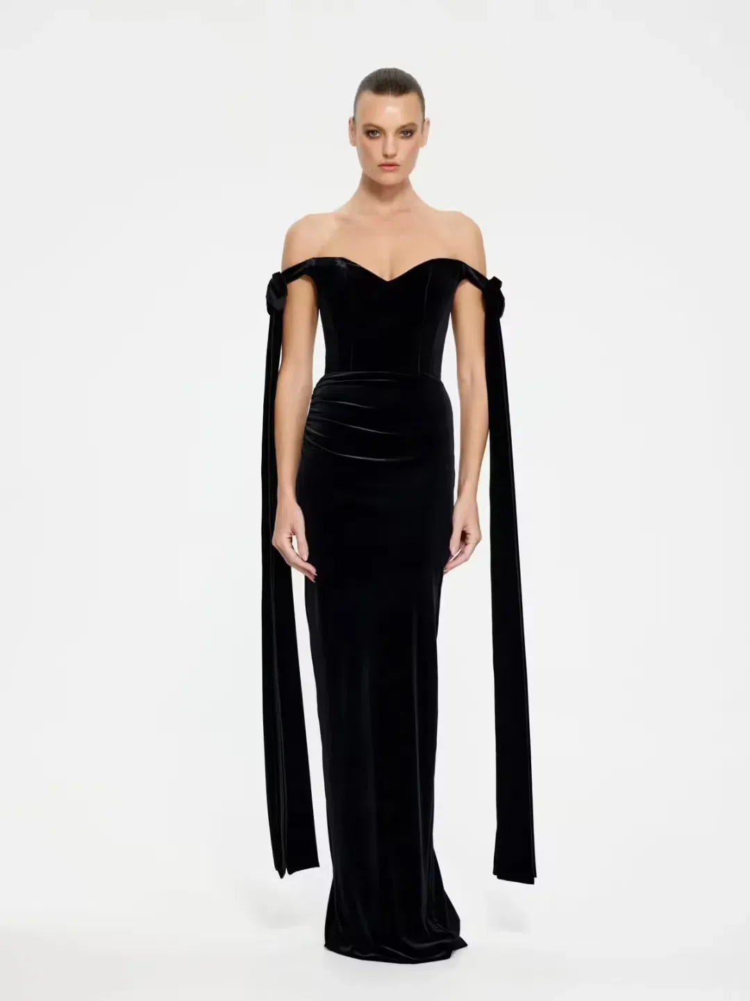 Effie Kats Ginger Gown in Black Velvet Size 10  for rent on The Volte - main image