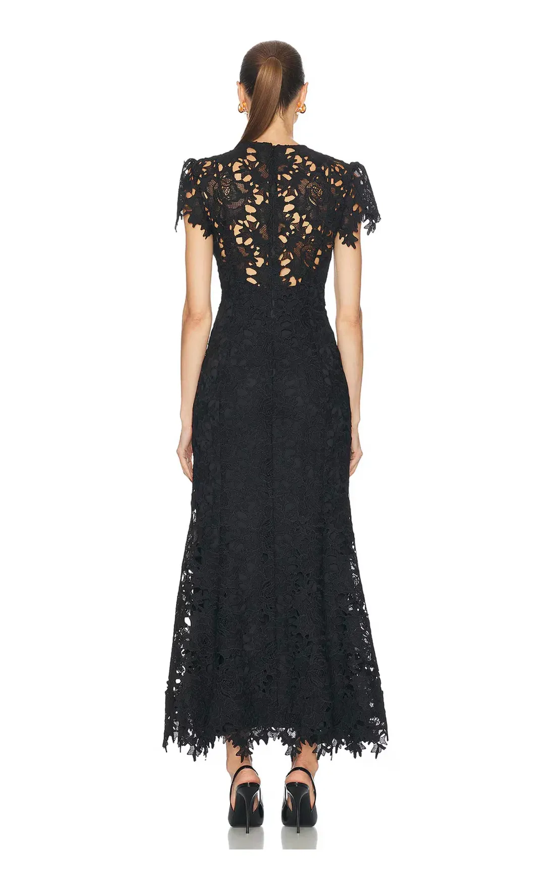 Leo Lin Monique Embroidered Lace Maxi Dress Black Size 8 for rent on The Volte - main image