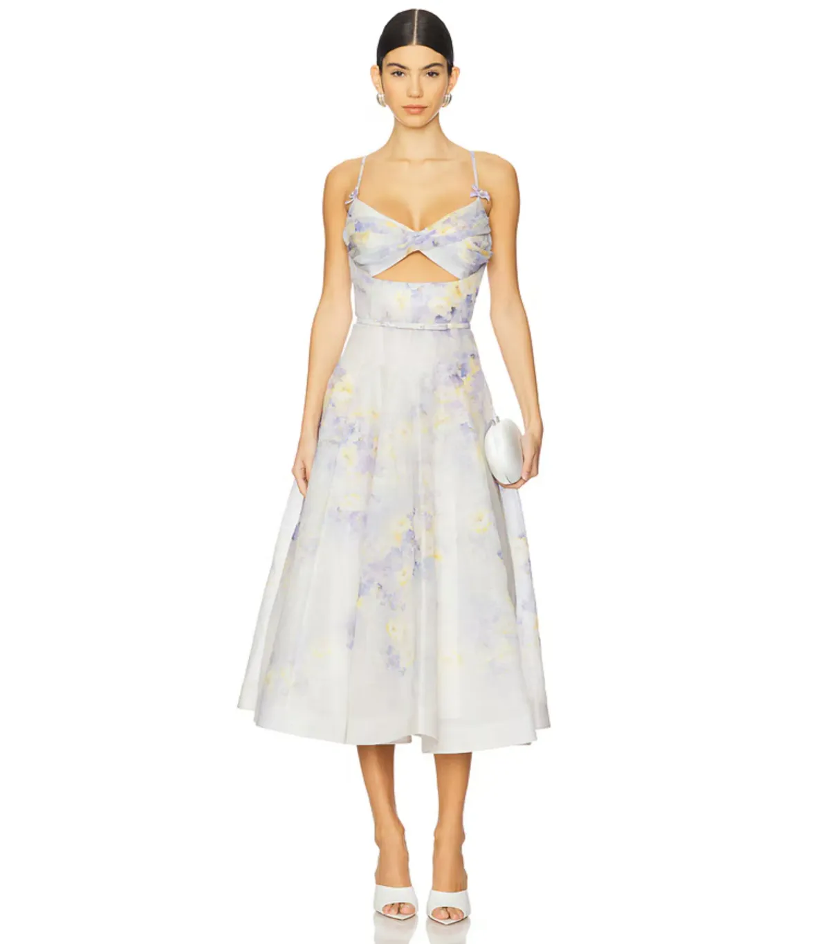 Zimmermann Crush Twist Front Midi Dress Lilac Floral Size AU 10 - Image 1