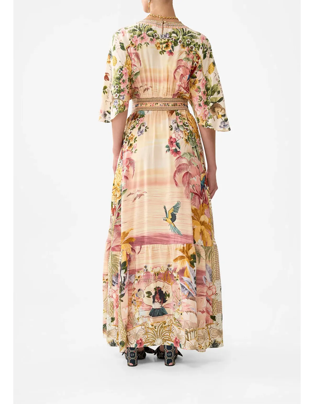 Camilla Waisted Dress with Hem Ruffle in Welcome to the White Lotus Print Size XS / AU 8 - Image 3