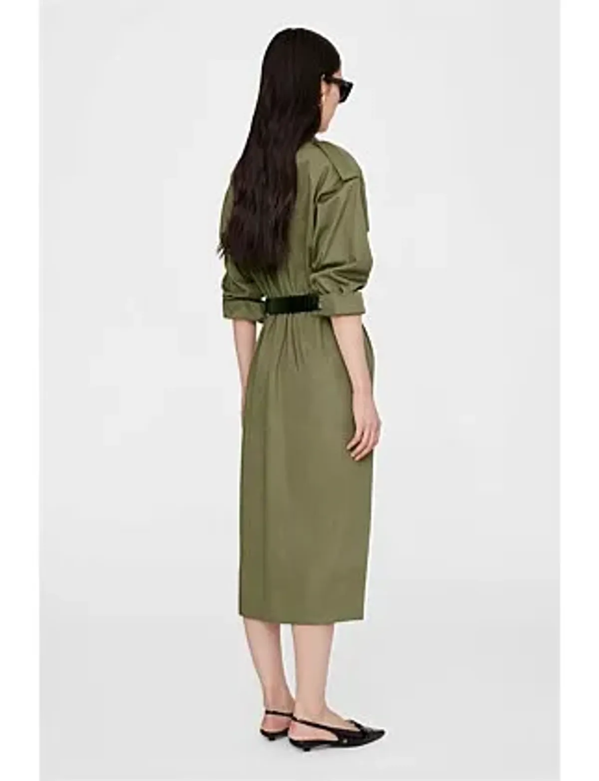 Anine Bing Zelda Coat Midi Dress in Khaki Green Size M / AU 10 - Image 2