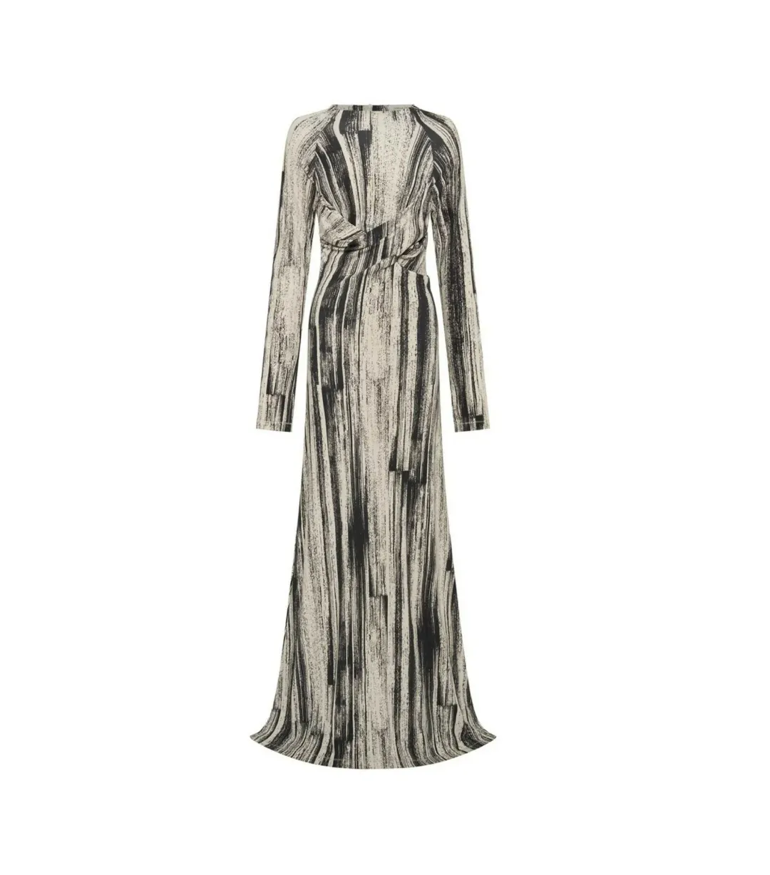 Camilla and Marc Arch Long Sleeve Midi Dress in Black Print Size AU 8 for rent on The Volte - main image