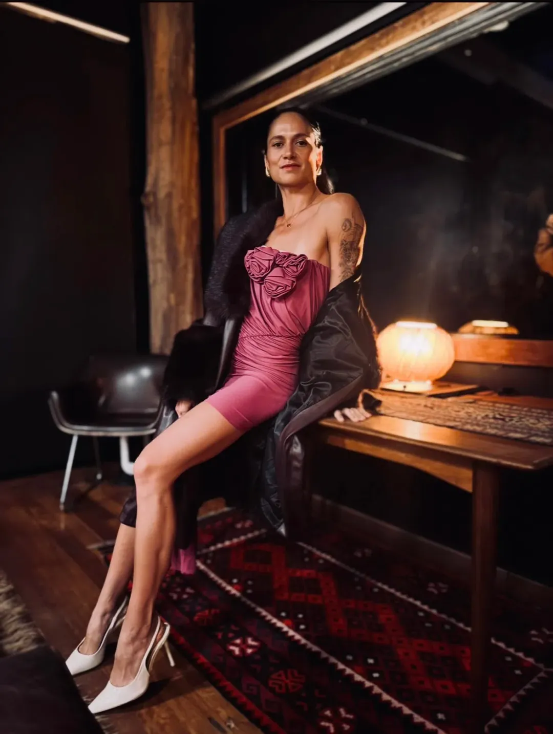 Magda Butrym Strapless Violet Sash Mini Dress Pink  Size S/Au 8  for rent on The Volte - main image