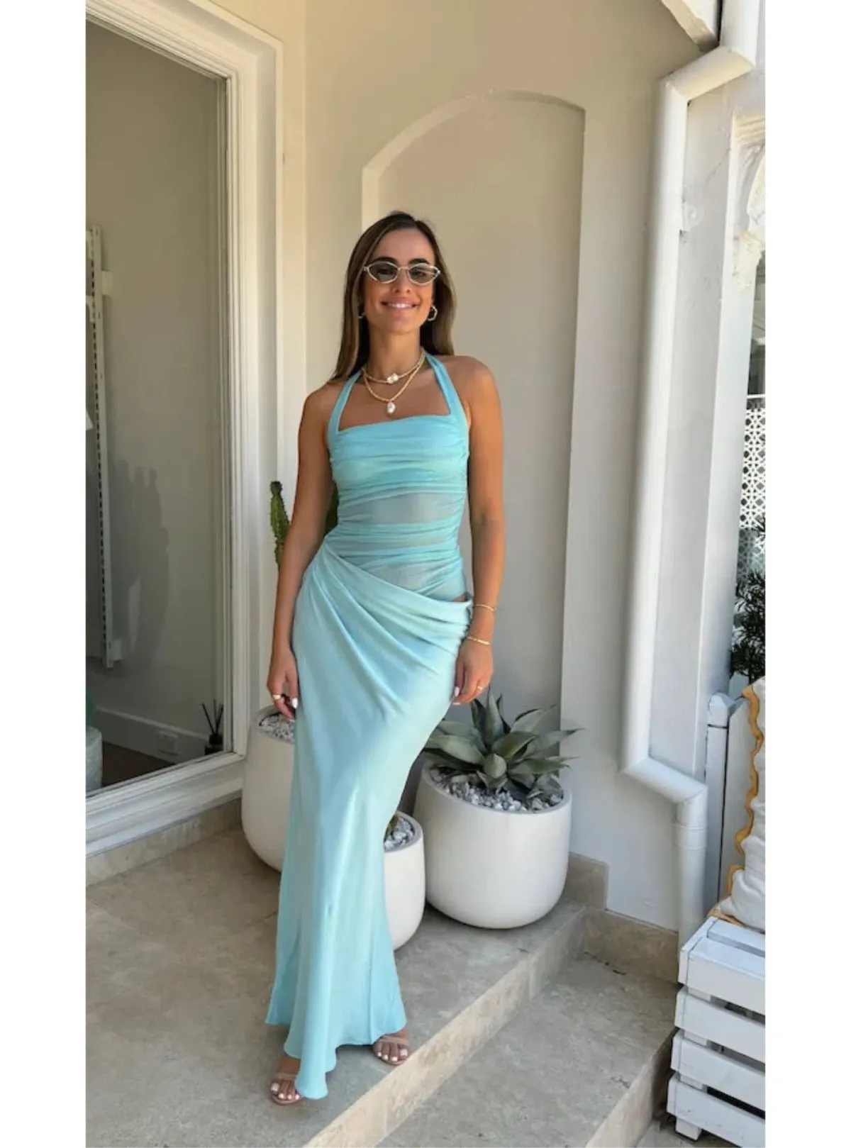 BENNI Gina Maxi Dress Aquamarine Blue Size 8 - Image 1